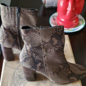 Free People Snake Pattern Zip Up Ankle Boots